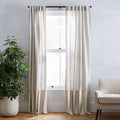 European Flax Linen & Luster Velvet Curtain - Natural/Sand