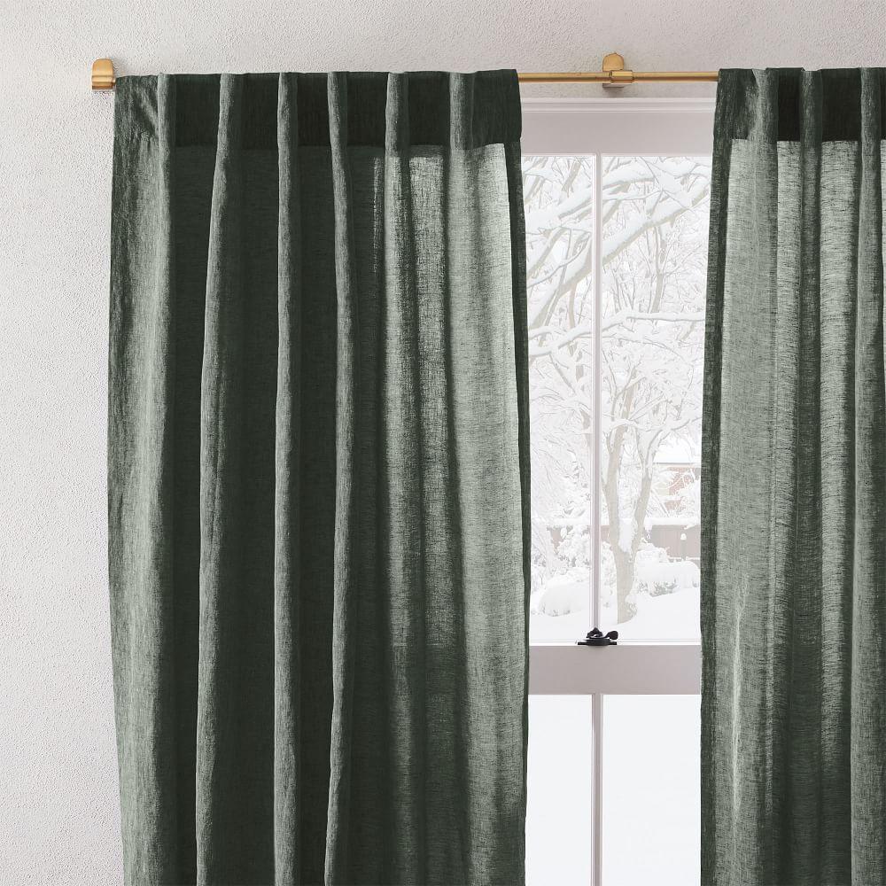 European Flax Linen Melange Curtain - Olive