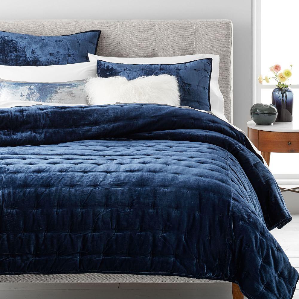 Lush Tack Stitch Bedspread & Pillowcases - Midnight