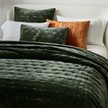 Lush Velvet Tack Stitch Bedspread & Pillowcases - Dark Moss