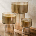 Lustre Glass Pedestal Candles – Iced Elm & Bergamot