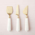 Marble & Brass Cheese Knives (Set of 3)