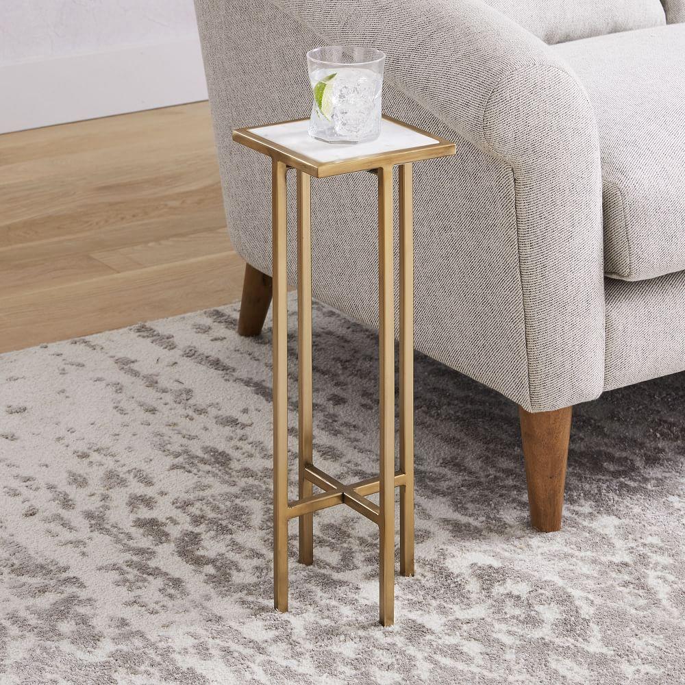 Marble & Brass Drink Table - Square