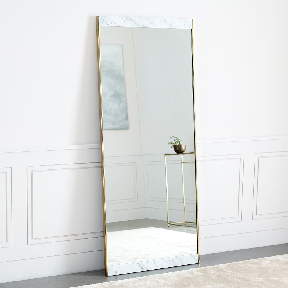 Marble & Brass Floor Mirror