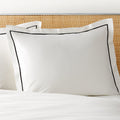 Marisal Organic Cotton Percale 400 Thread Count White and Black Full/Queen Duvet Cover