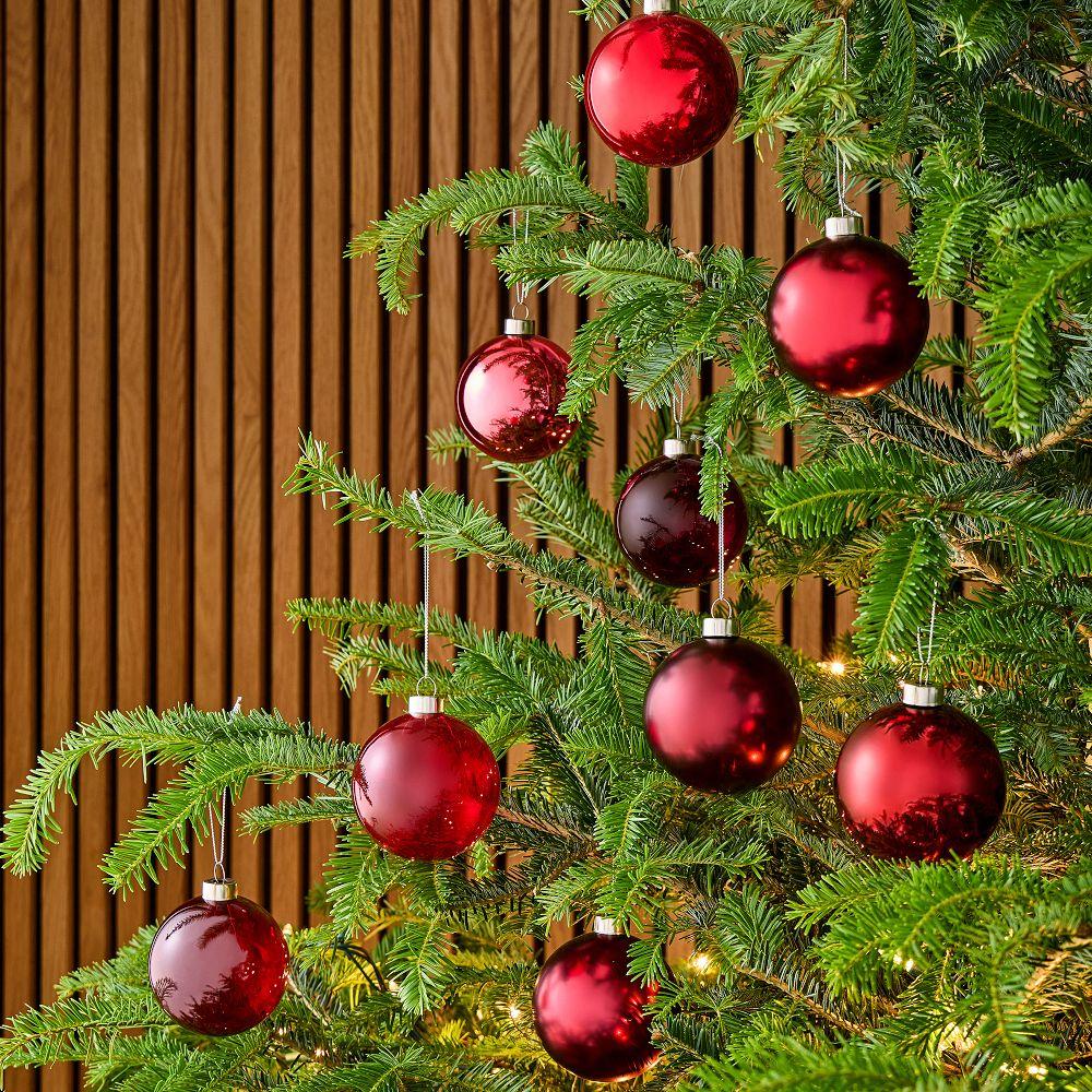 Medium Tonal Red Baubles (Set of 9)