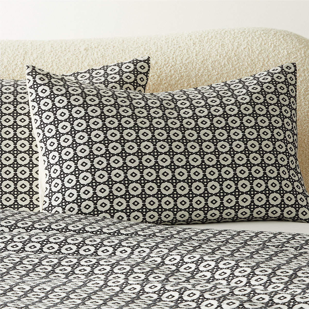 Melina Organic Cotton Black and Warm White King Duvet Cover