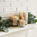 Mercury Glass Fluted Candles - Cypress Sage