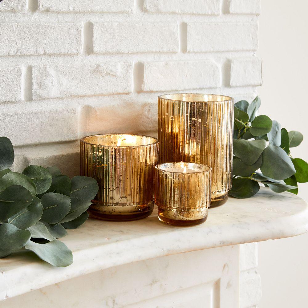 Mercury Glass Fluted Candles