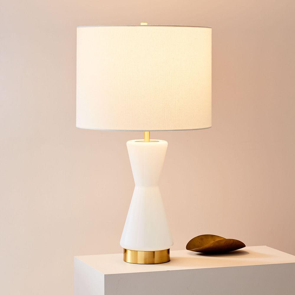 Metalised Glass Table Lamp & USB (64 cm)