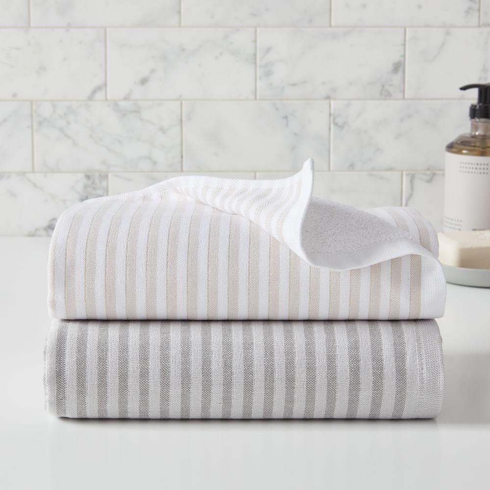 Organic Metallic Stripe Hand Towels (Set of 2)