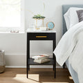 Metalwork Bedside Table With Marble Top - Hot-Rolled Steel Finish