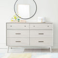 Mid-Century Modern 6-Drawer Chest (142 cm) - Pebble