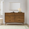 Mid-Century Modern 6-Drawer Chest (142 cm)