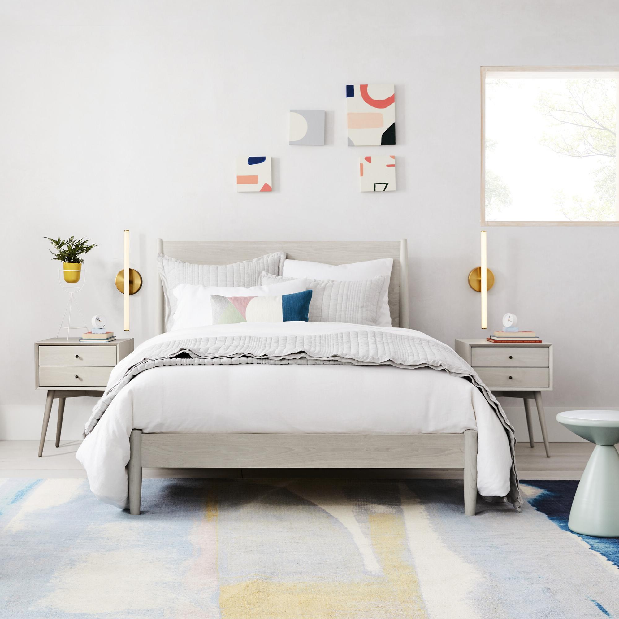 Mid-Century Modern Bed - Pebble