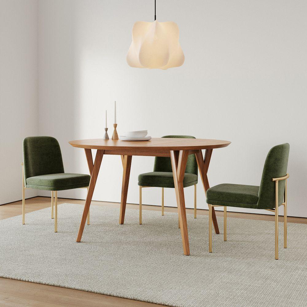 Mid-Century Modern Round Extendable Dining Table
