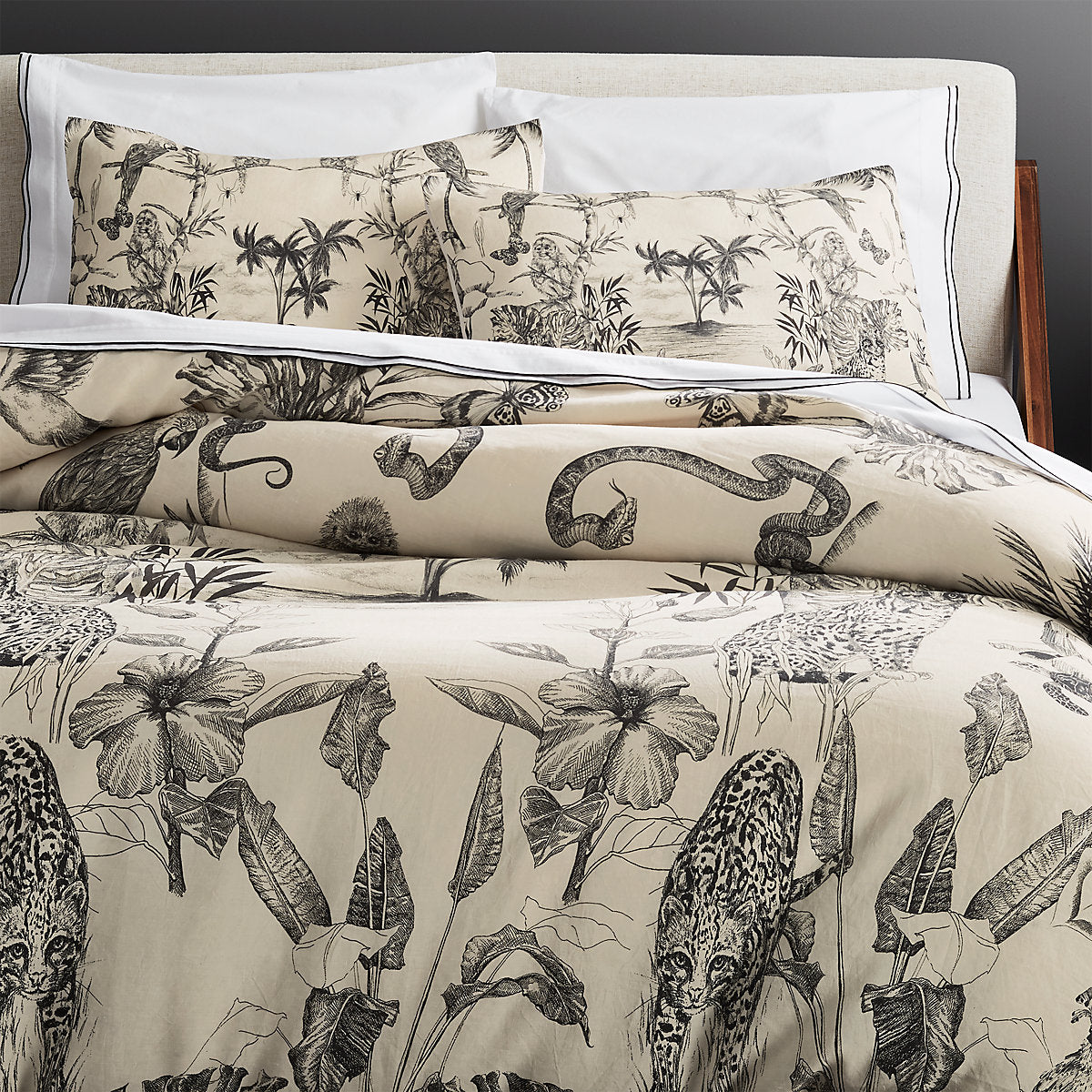 Midnight Jungle Linen Standard Pillow Shams Set of 2