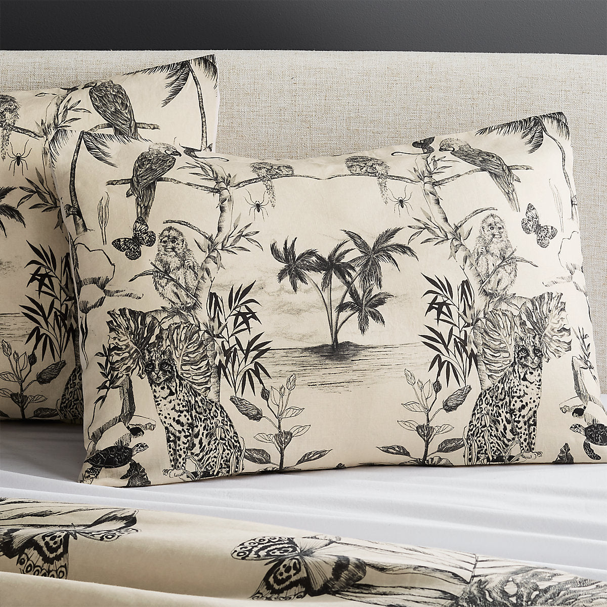 Midnight Jungle Linen Full/Queen Duvet Cover