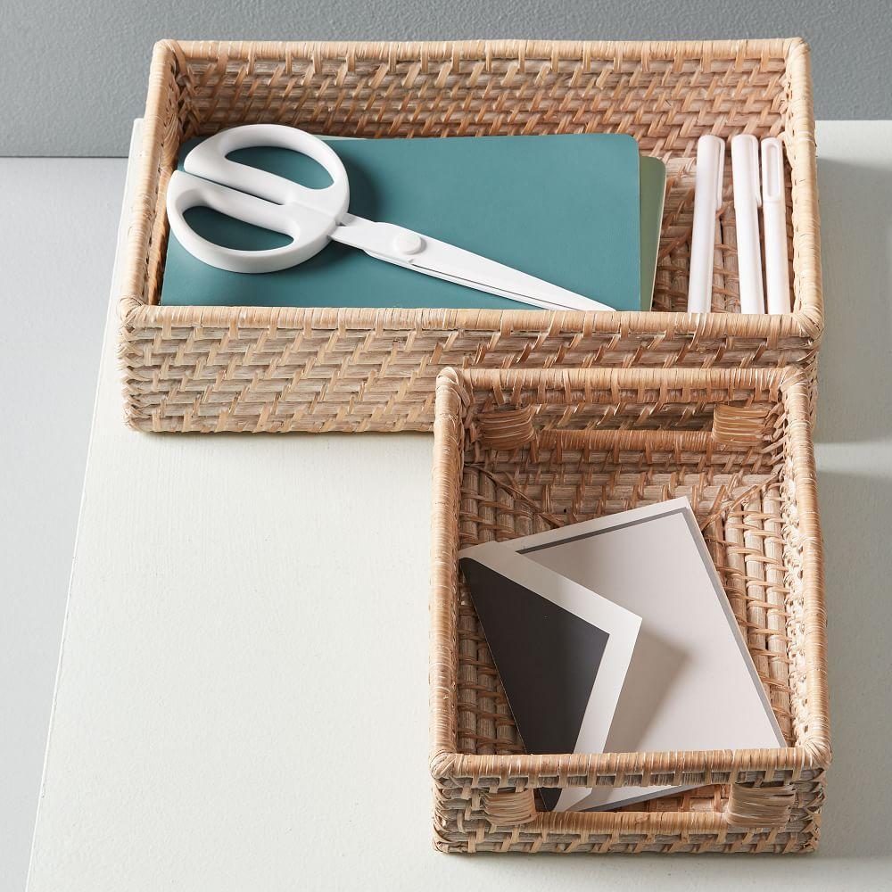 Modern Weave Basket - Whitewashed