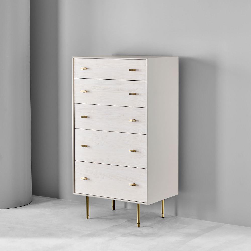 Modernist Wood & Lacquer 5-Drawer Chest - Winter Wood