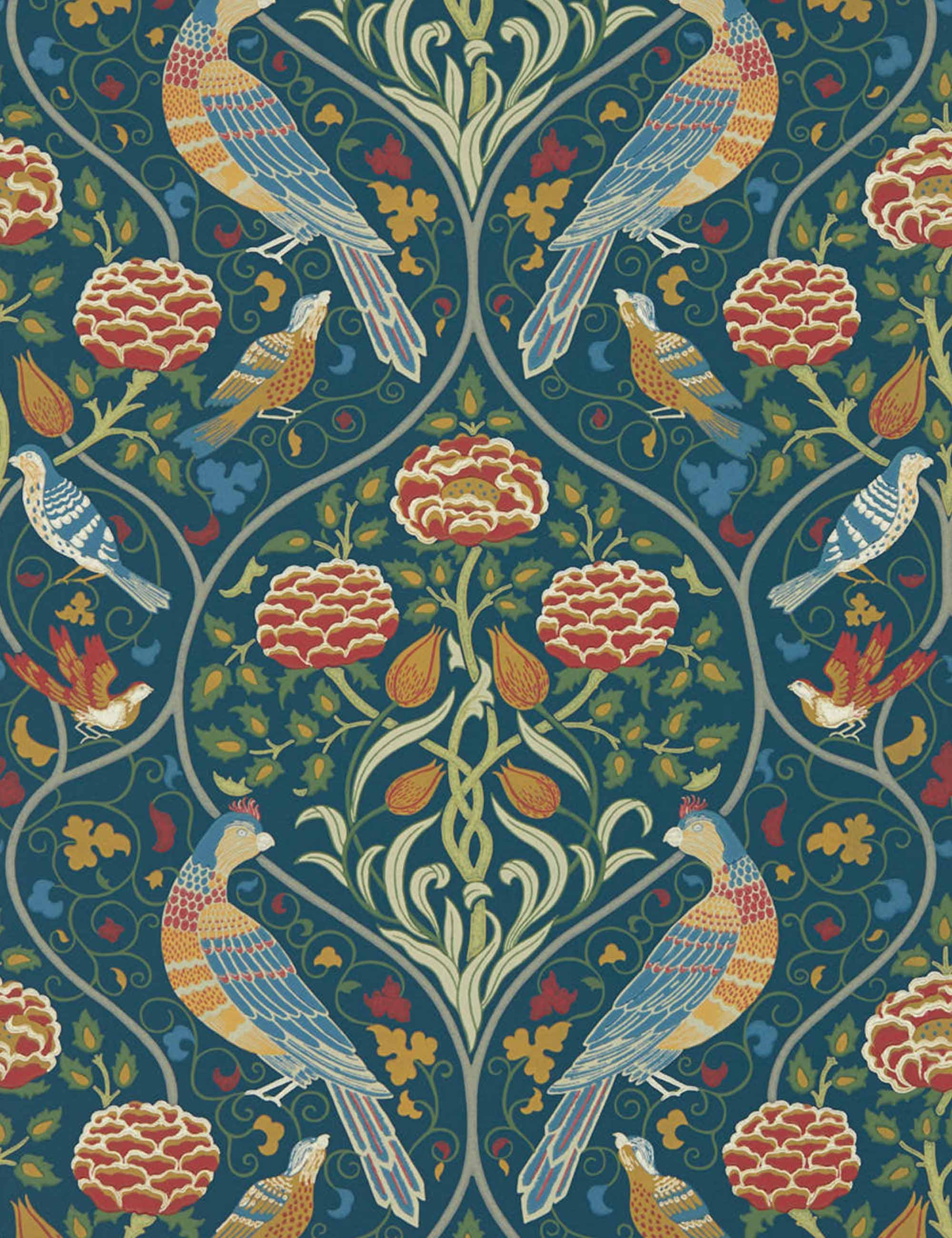 Morris & Co. Seasons by May Wallpaper, Indigo Swatch
