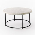 Mosaic Tiled Garden Coffee Table - White Marble/Antique Bronze
