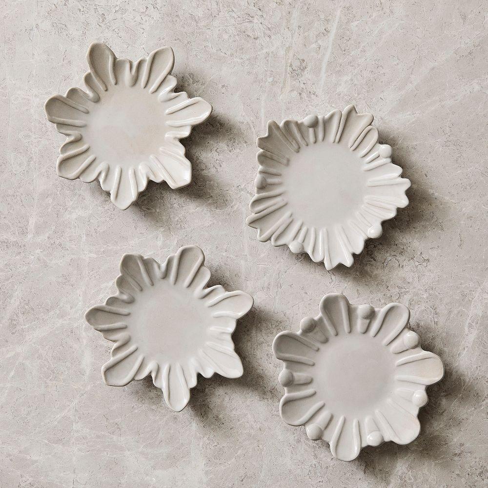 Neige Snowflake Ceramic Appetizer Plate Sets