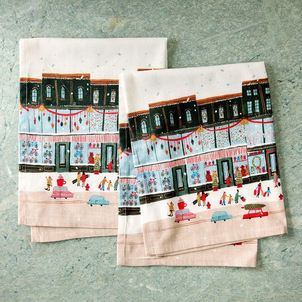 Nicole Cicak Holiday Shoppers Tea Towels (Set of 2)