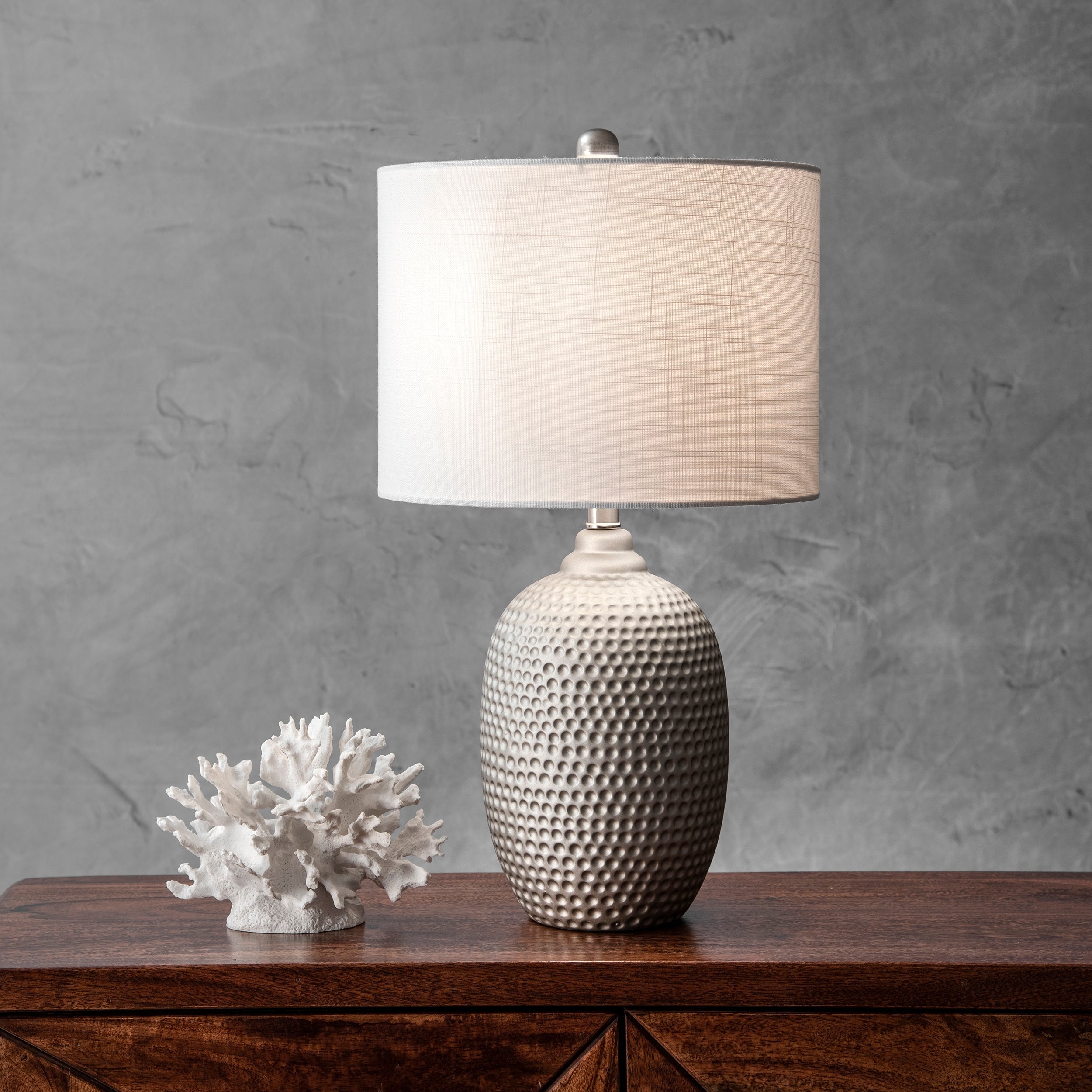 Watch Hill 21 Stippled Metal Vase Cotton Shade Table Lamp
