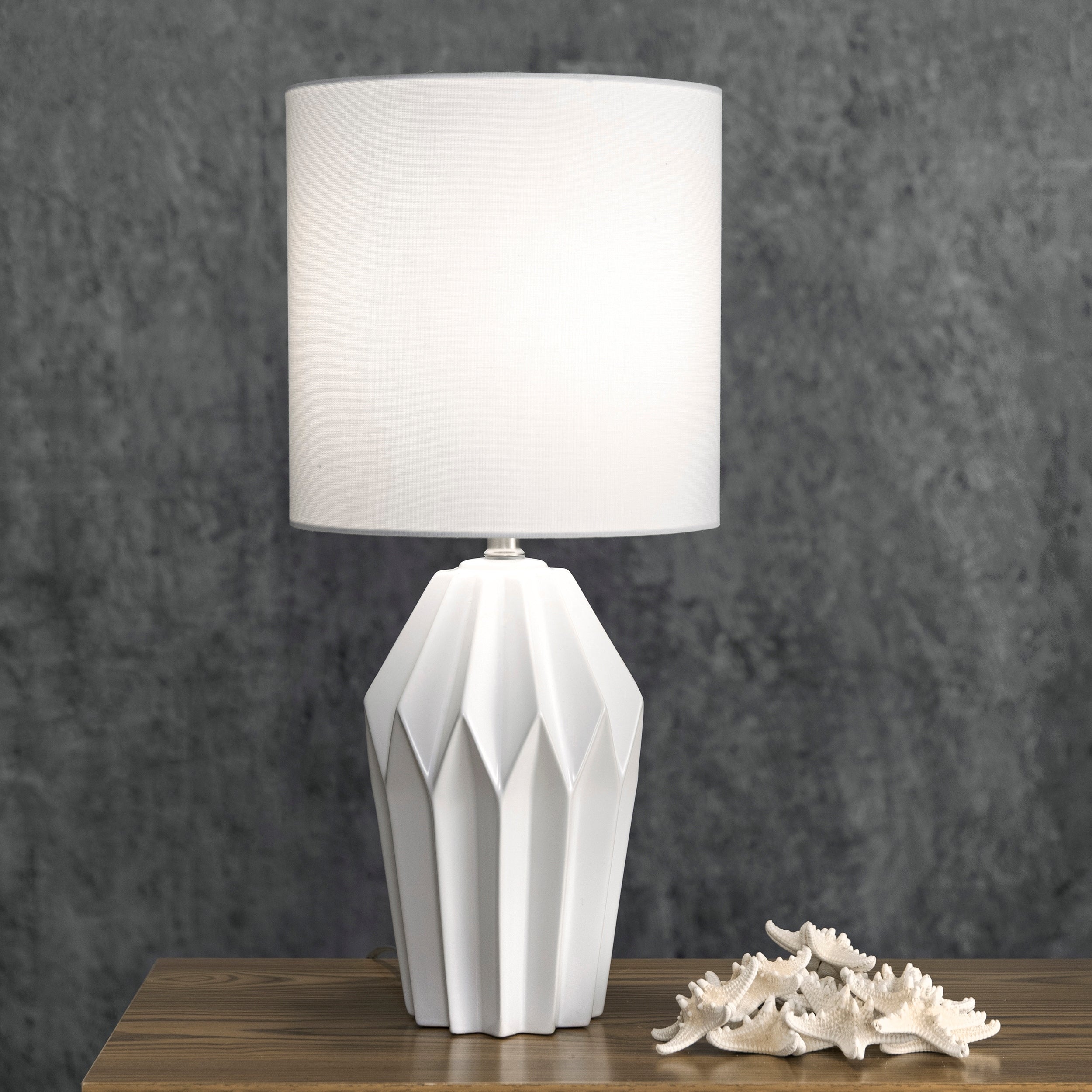 Watch Hill 24 Inch Cressida Ribbed Ceramic Linen Shade Table Lamp