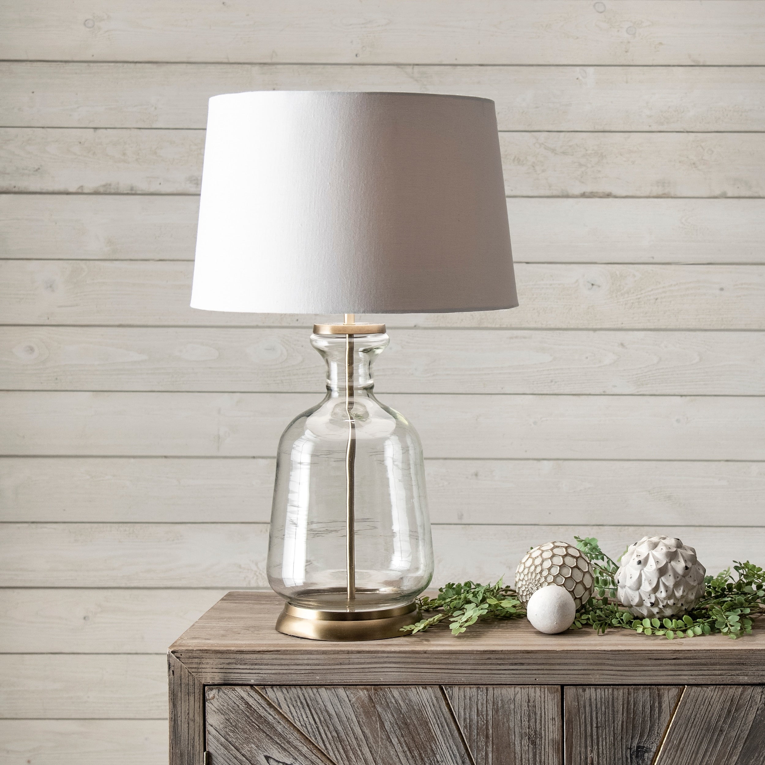 Watch Hill 24 Emma Clear Glass Cotton Shade Gold Table Lamp 24 H X 15 W X 15 D