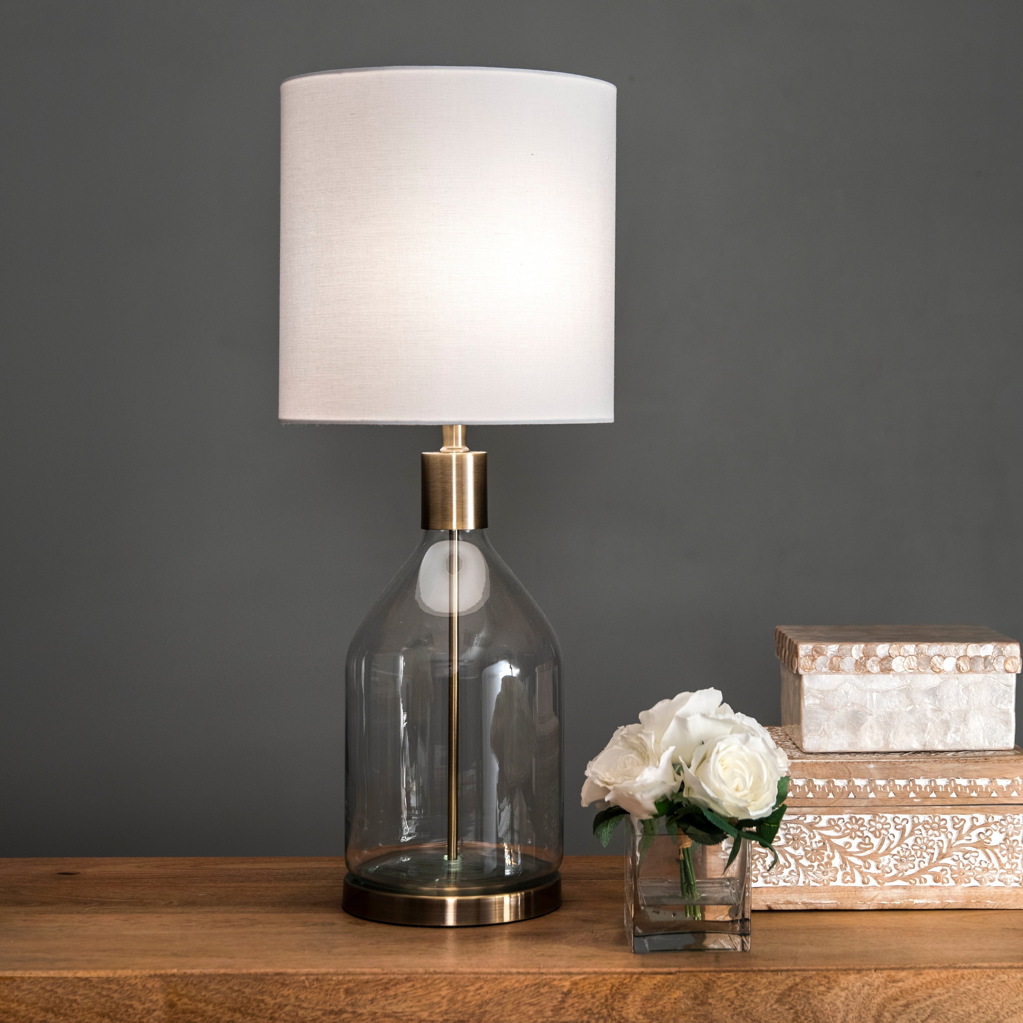 Watch Hill Yolanda Gold Glass 100 Watt 1 Light 29 Inch Table Lamp With Linen Shade