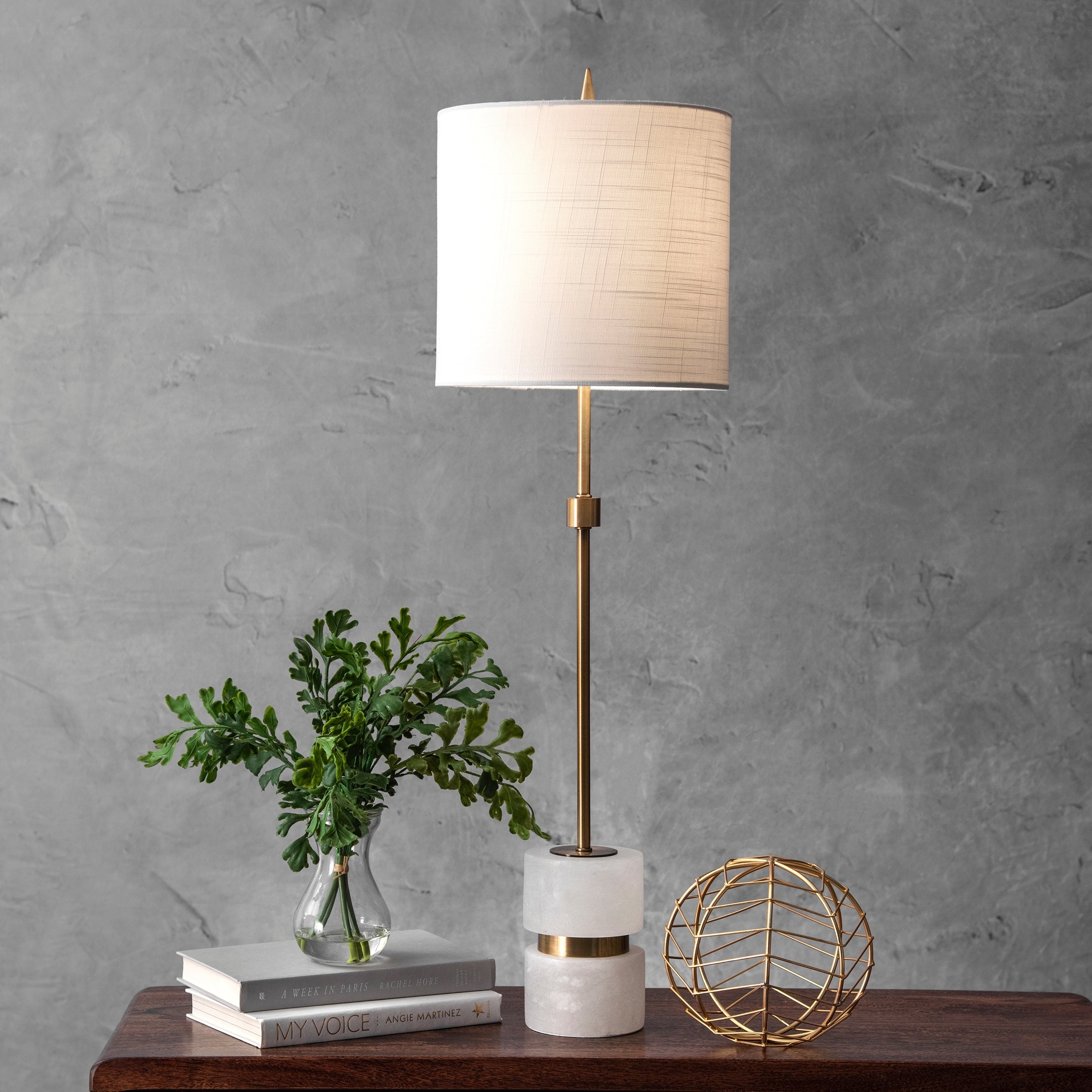 Watch Hill 31 Marble Mounted Pole Linen Shade Table Lamp