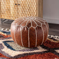 Nuloom Moroccan Faux Leather Pouf
