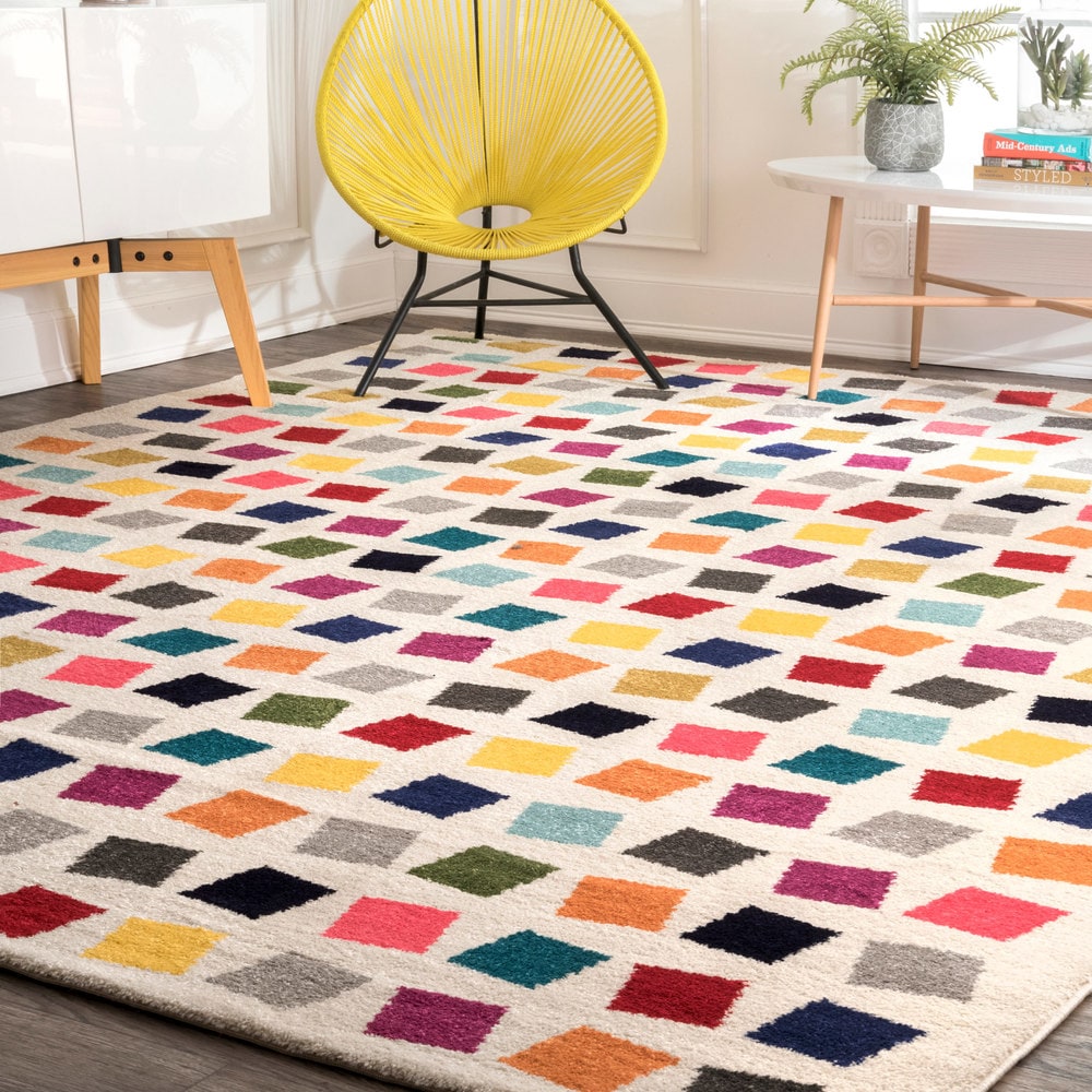 Nuloom Contemporary Bohemian Abstract Square Dots Multicolor Rug 5 X 8 5 X 8
