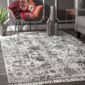 Nuloom Flatweave Urban Dentelle Fringe Grey Area Rug 76 X 96 76 X 96