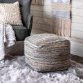 Nuloom Knitted Casual Jute And Denim Pouf