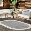 Nuloom Casual Handmade Braided Solid Border Grey Oval Rug 50 X 80 5 X 8 Oval