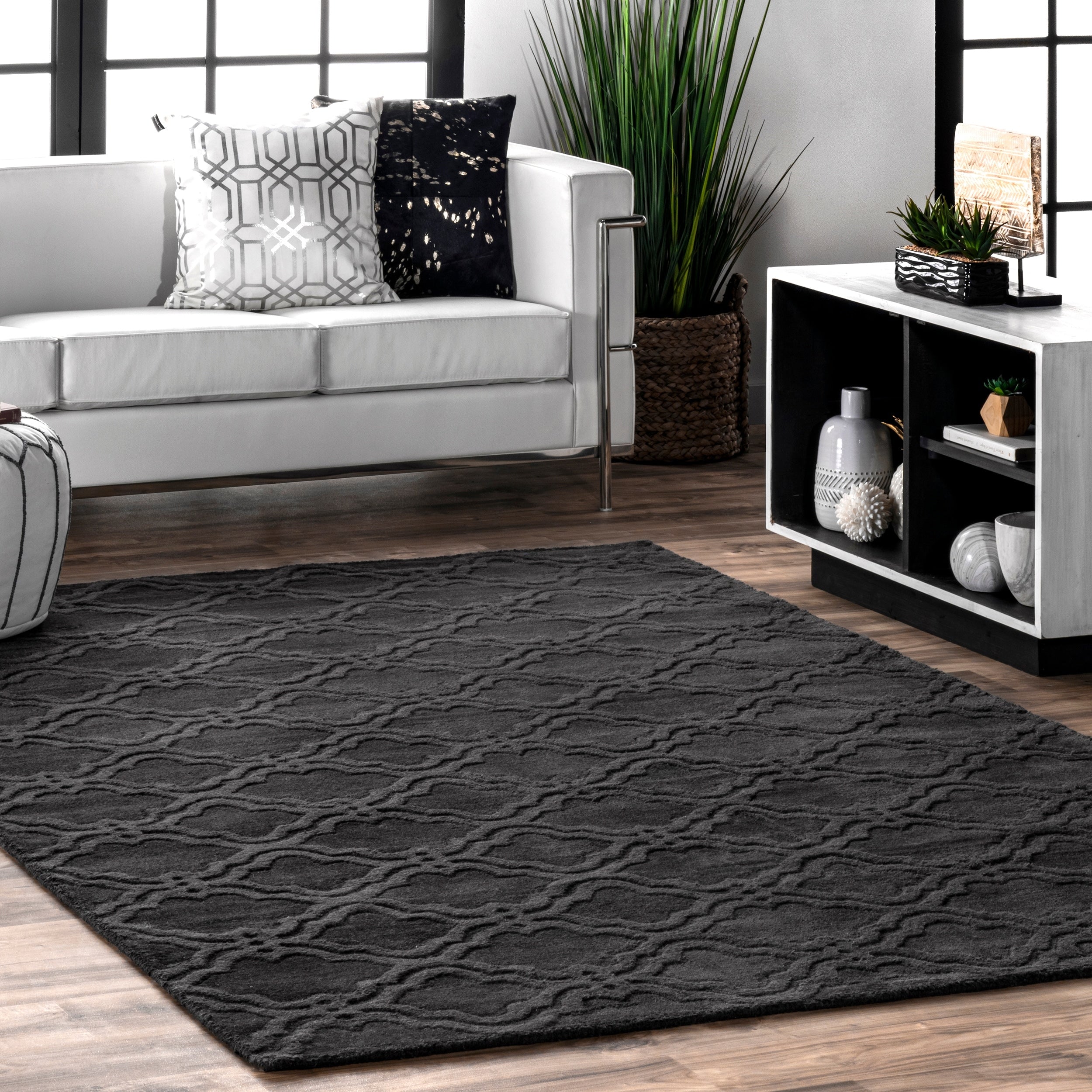 Nuloom Handmade Modern Trellis Fancy Wool Cream Rug 86 X 116 86 X 116