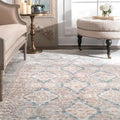 Nuloom Traditional Ornamental Diamonds Ivory Blue Taupe Rug 67 X 9 67 X 9
