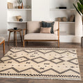 Nuloom Off White Contemporary Cabin Chevron Moroccan Tassel Area Rug 8 X 10
