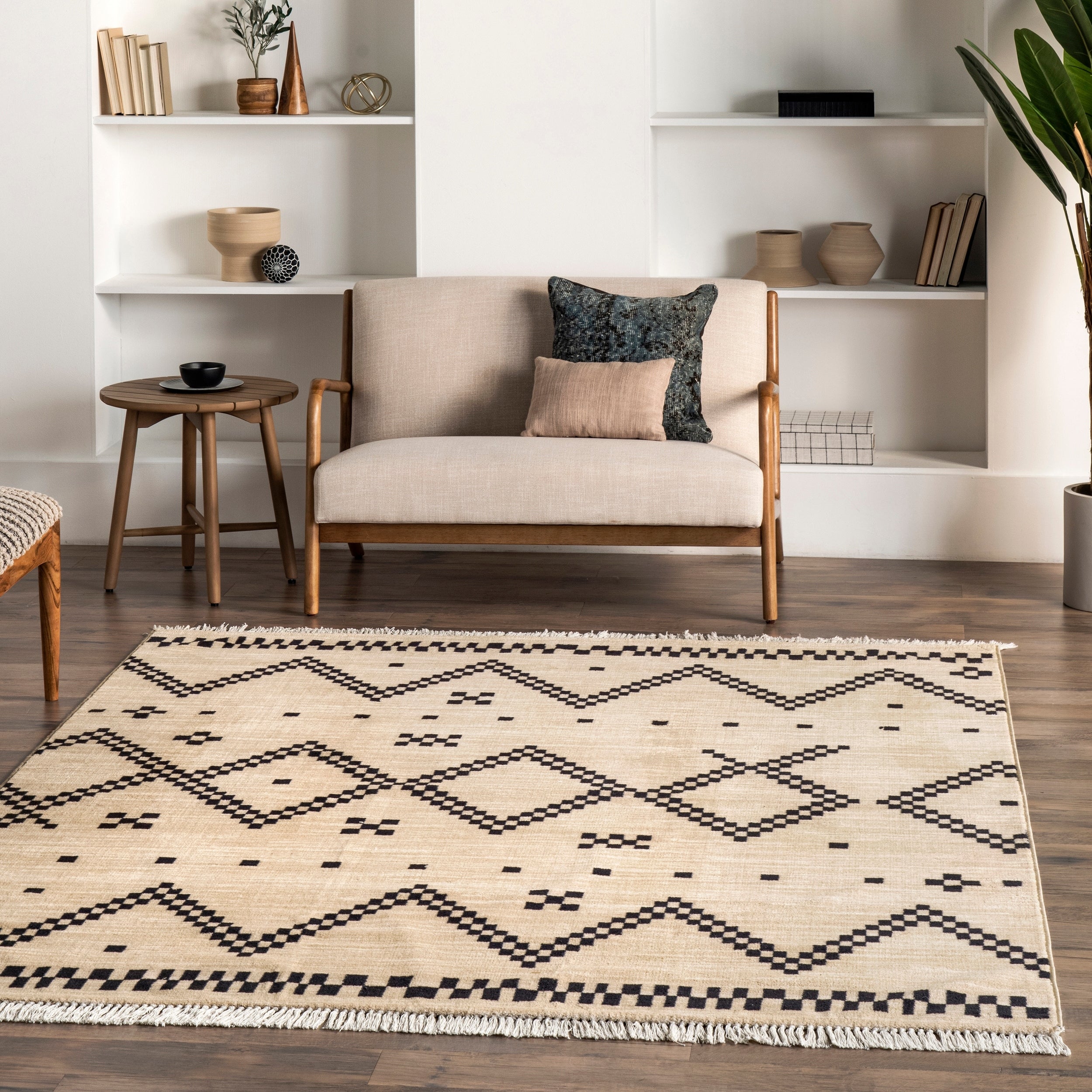 Nuloom Off White Contemporary Cabin Chevron Moroccan Tassel Area Rug 8 X 10