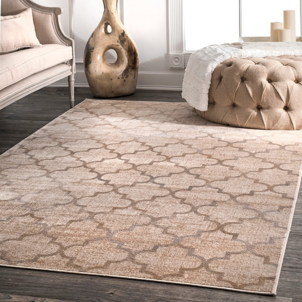 Nuloom Modern Viscose Trellis Fancy Ivory Runner Rug 27 X 8 27 X 8 Runner