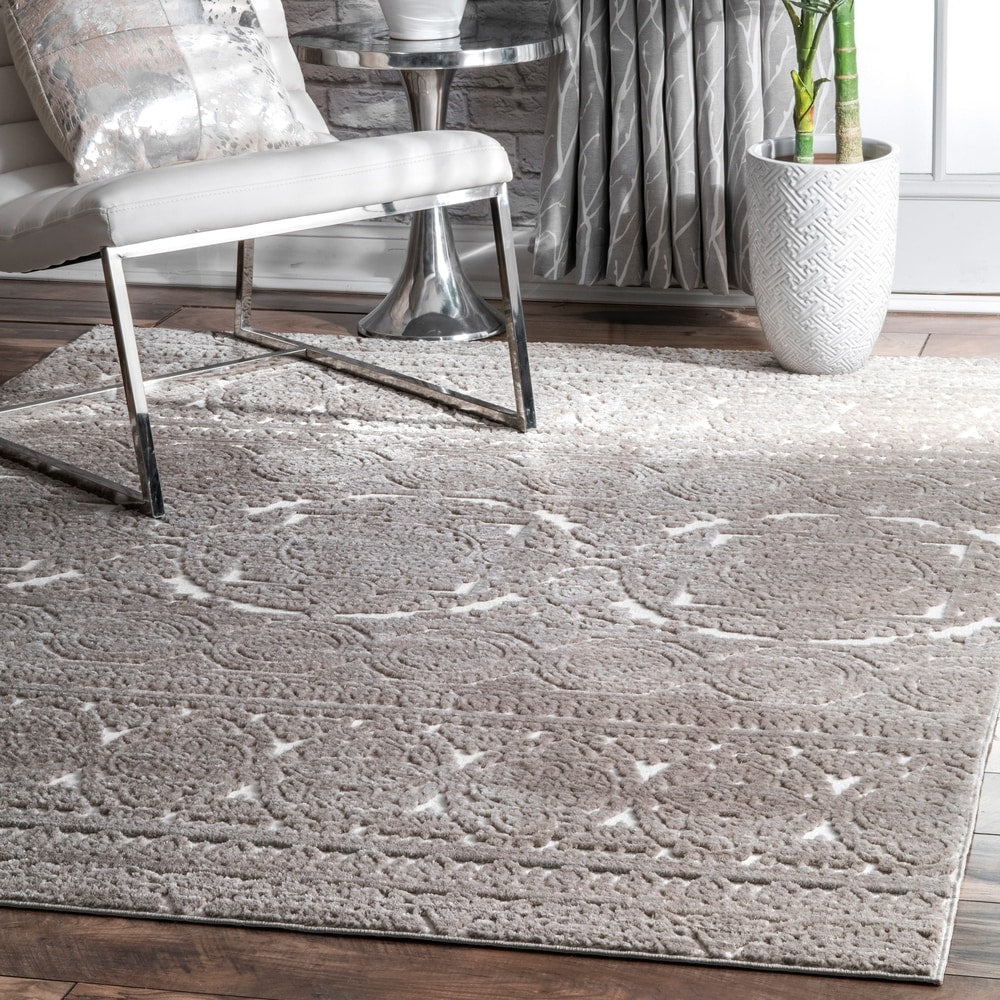 Nuloom Beige Traditional Victorian Mary Damask Royal Print Area Rug 5 X 8