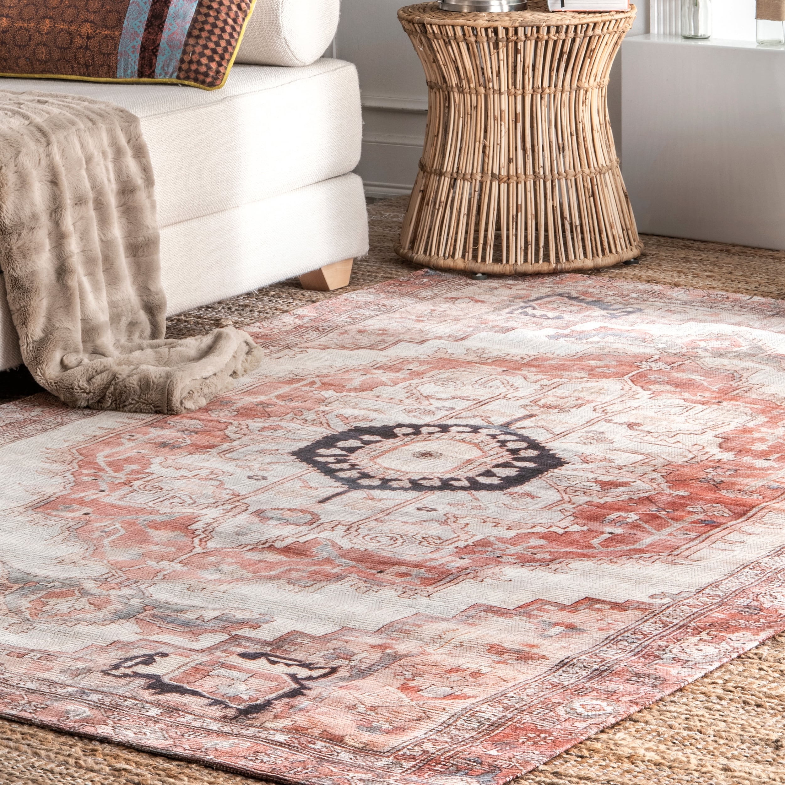 Nuloom Traditional Vintage Medallion Flatweave Cotton Blend Aleta Area Rug