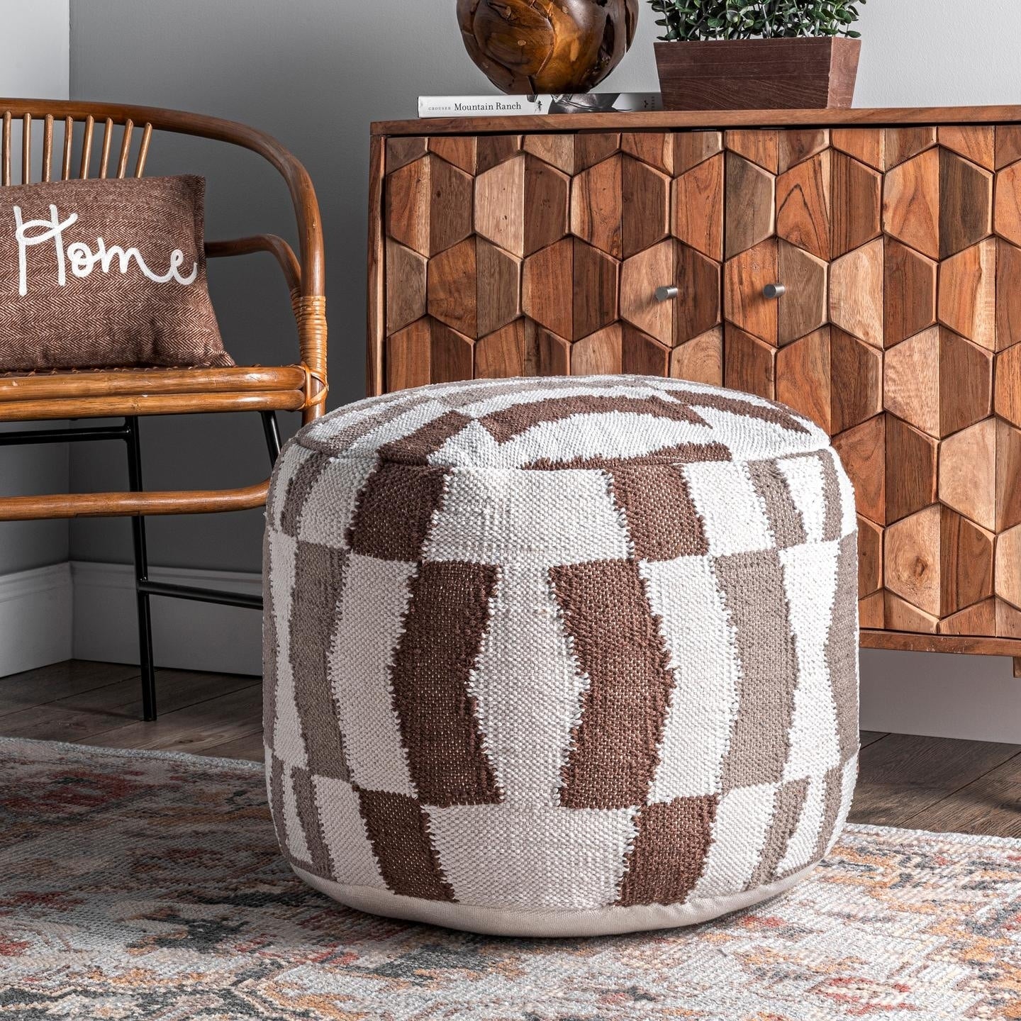 Nuloom Classic Flatwoven Herringbone Pouf