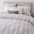 Organic Cotton Striped Pintuck Duvet Cover & Pillowcases