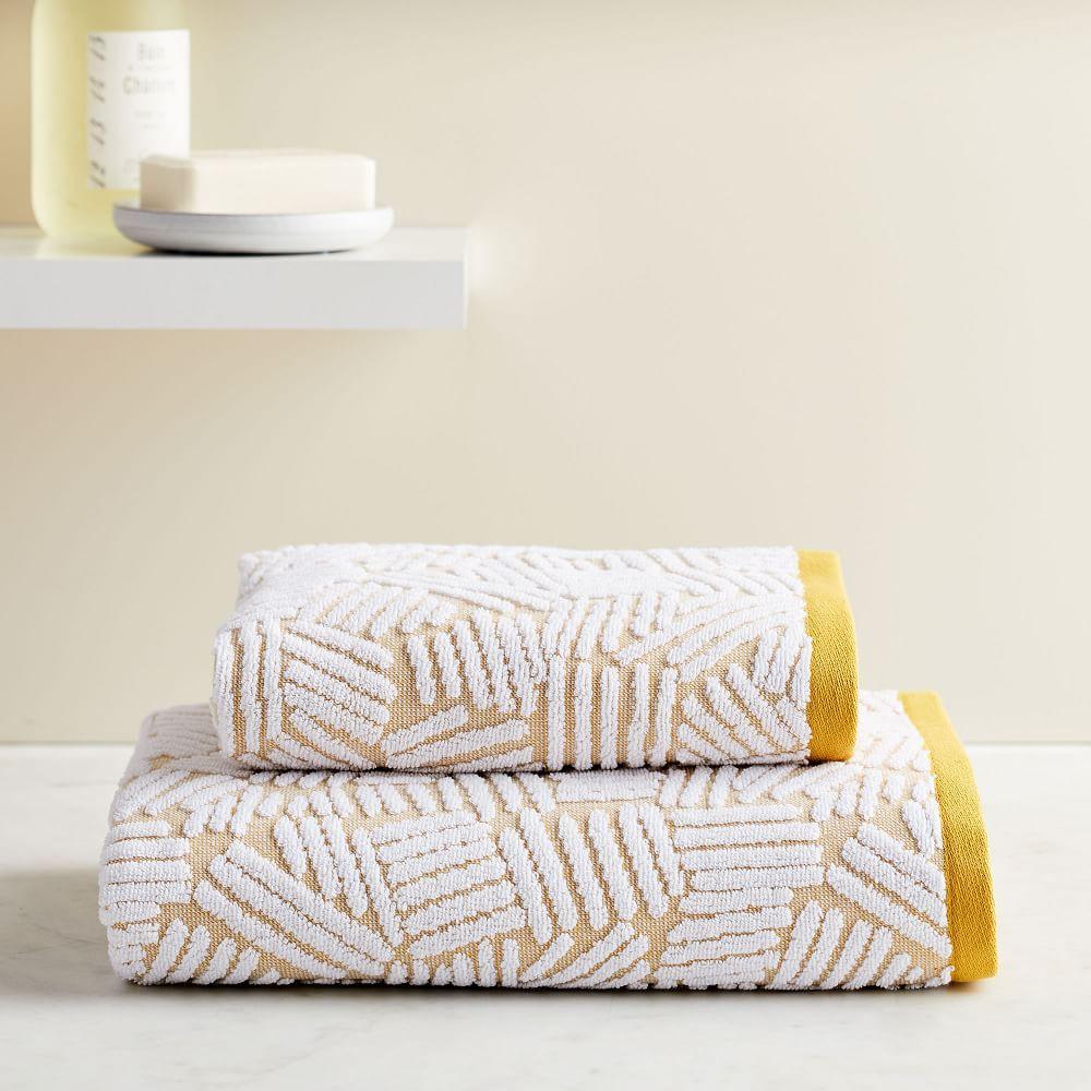 Organic Dashed Lines Sculpted Towels - Dark Horseradish