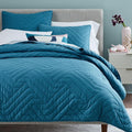 Organic Deco Bedspread + Pillowcases - Blue Teal