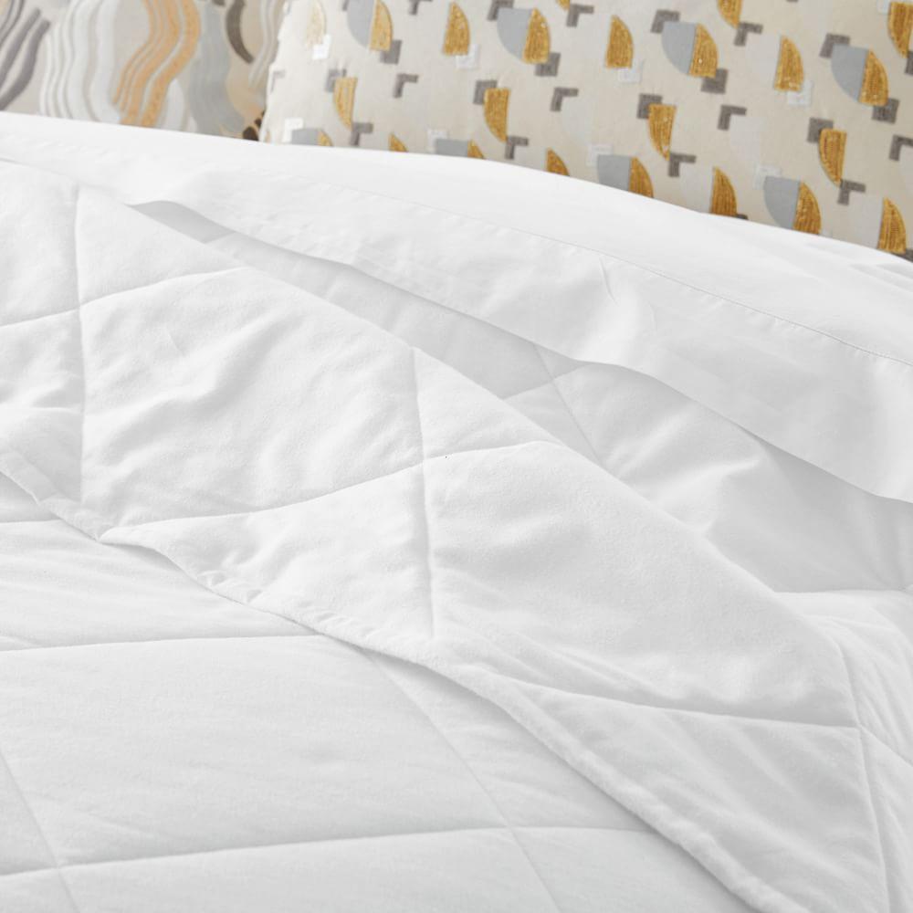 Organic Flannel Solid Bedspread + Pillowcases - Stone White
